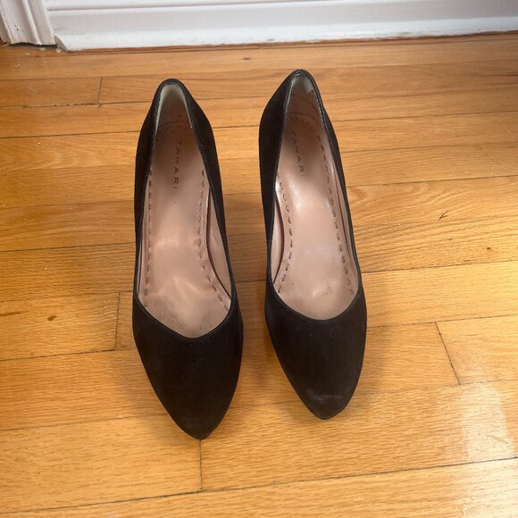 4 Inch Black Suede Heels - Picture 3 of 4